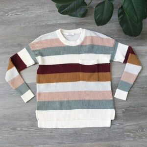 Madewell earth tone striped knit sweater